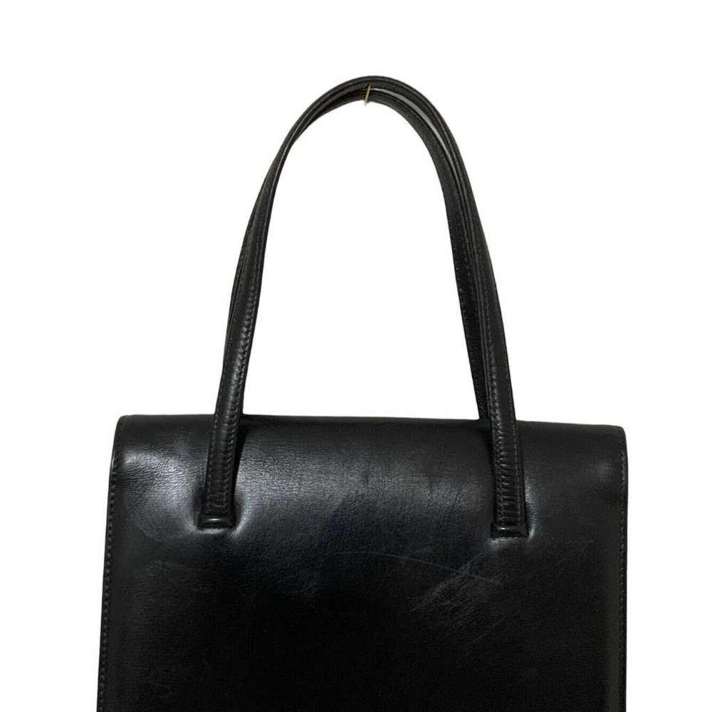 Guccio Gucci Rare & Vintage M.In Italy Hand Bag Glossy Black Leather VGC - Picture 3 of 8